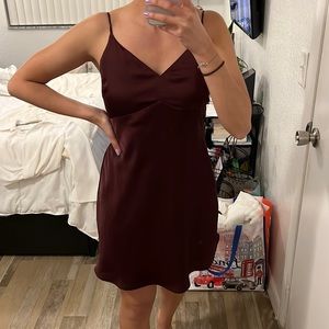 Silk burgundy mini dress